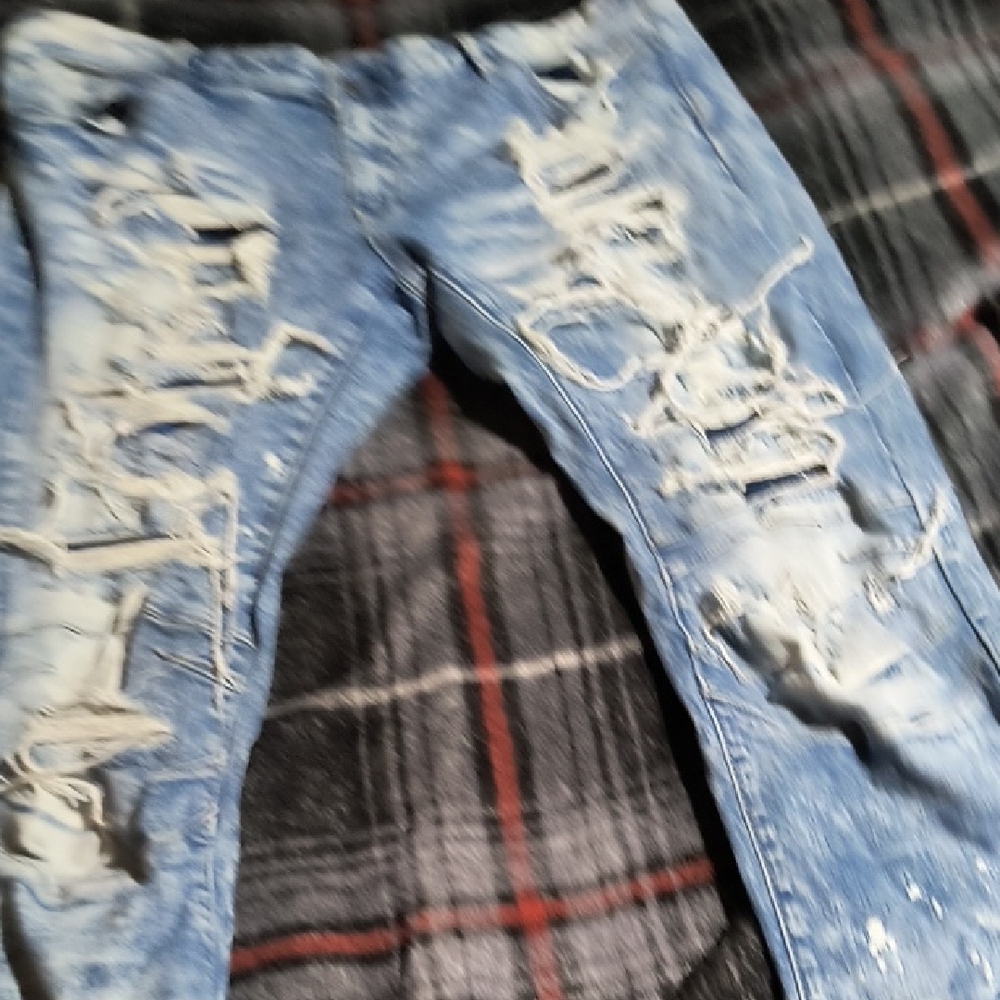 Men's Light Blue Ripped Skinny Jeans